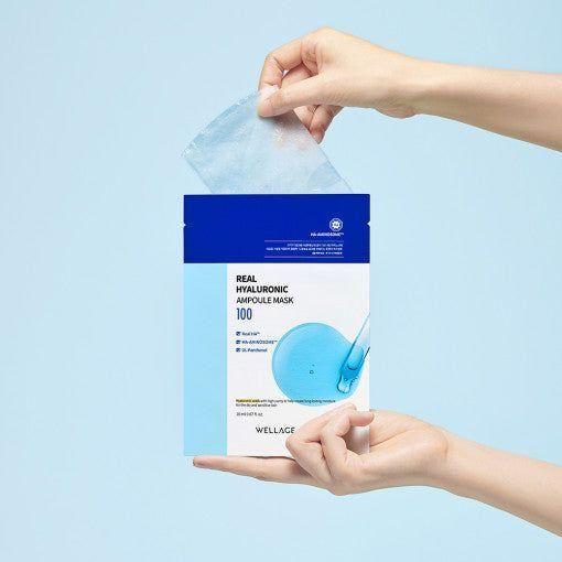 WELLAGE Real Hyaluronic Ampoule Mask Sheet – 20ml x 10 Count | Intense Hydration & Skin Soothing Care WELLAGE Real Hyaluronic Ampoule Mask Sheet 20ml X 10P - Glam Global UKWELLAGE