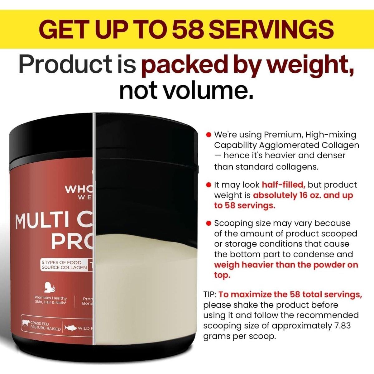 Wholesome Wellness Multi Collagen Protein Powder – 454g | 5 Collagen Types for Skin, Joints, Hair, Nails & Digestion Wholesome Wellness Multi Collagen Protein Powder 16 oz - 454 g - Glam Global UKWholesome Wellness