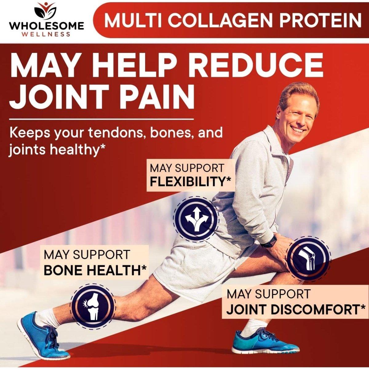 Wholesome Wellness Multi Collagen Protein Powder – 454g | 5 Collagen Types for Skin, Joints, Hair, Nails & Digestion Wholesome Wellness Multi Collagen Protein Powder 16 oz - 454 g - Glam Global UKWholesome Wellness