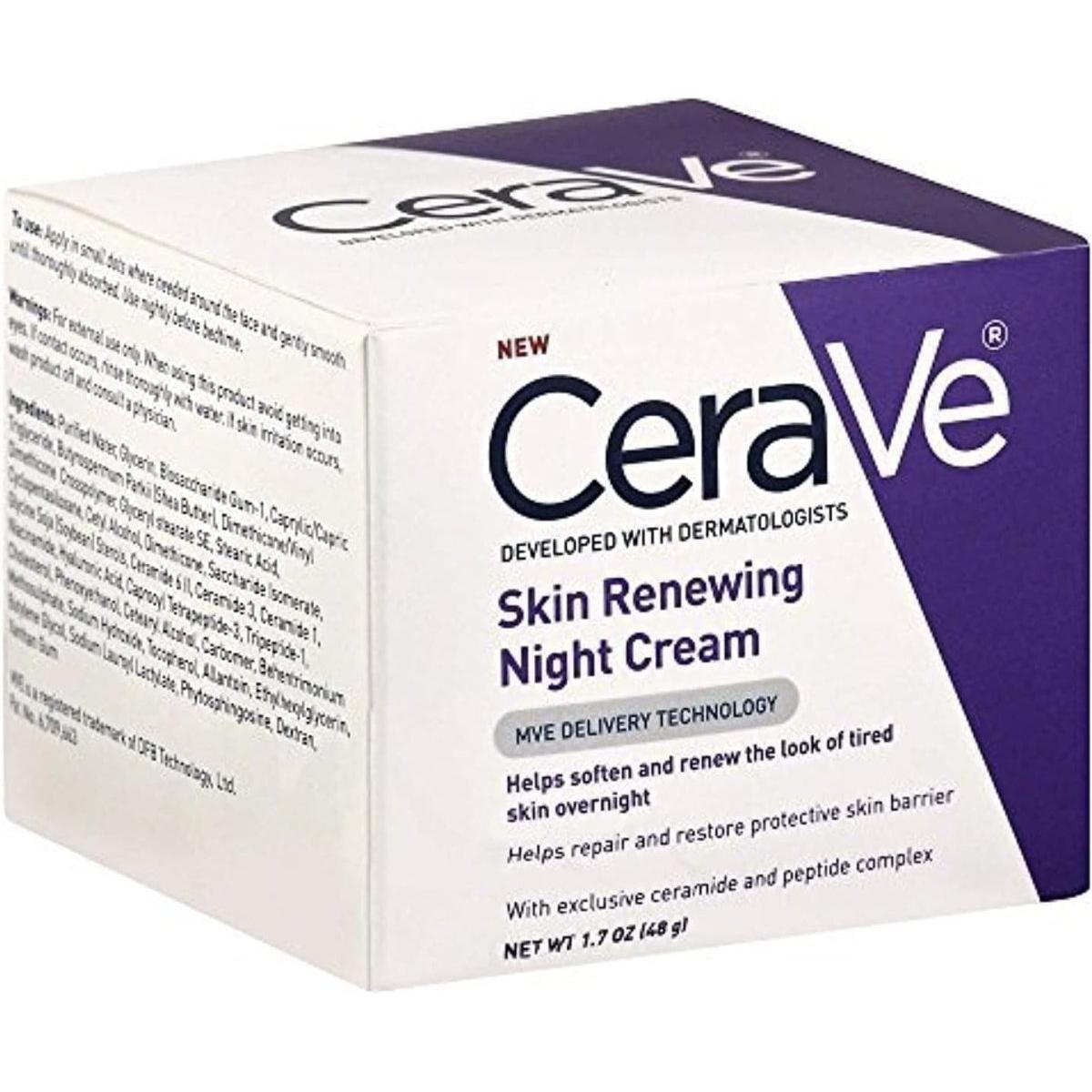 CeraVe Skin Renewing Night Cream – 48g | Overnight Hydration with Peptides & Hyaluronic Acid CeraVe Skin Renewing Night Cream - 48ml - Glam Global UKCeraVe