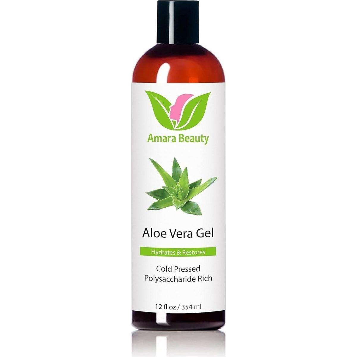 Amara Beauty Amara Organics Aloe Vera Gel – 354ml | 100% Pure Cold-Pressed Hydration Amara Beauty Aloe Vera Gel Cold Pressed - 354ml - Glam Global UKAmara Beauty