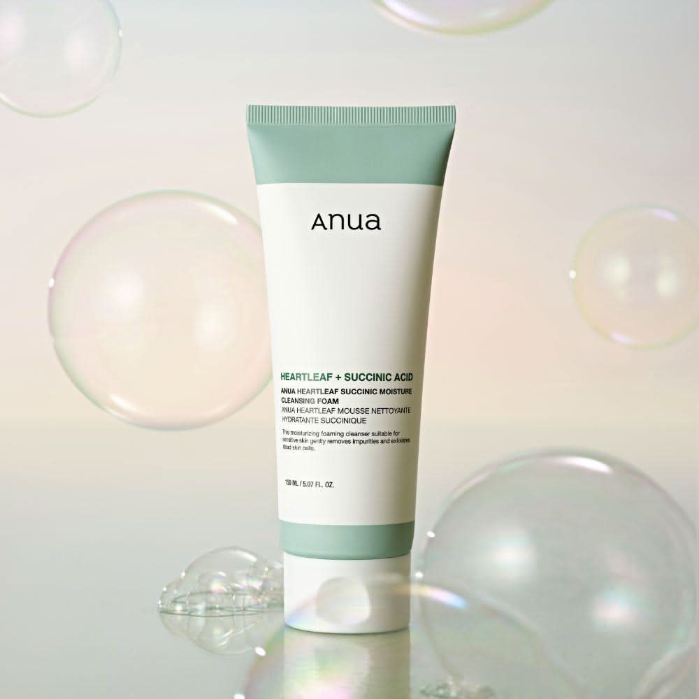 Anua Heartleaf Succinic Moisture Cleansing Foam 150ml – Gentle, Hydrating Cleanser for Sensitive Skin Anua HEARTLEAF SUCCINIC MOISTURE CLEANSING FOAM 150ml - Glam Global UKAnua