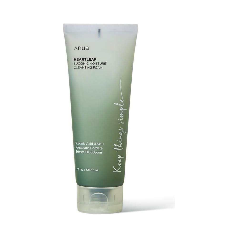 Anua Heartleaf Succinic Moisture Cleansing Foam 150ml – Gentle, Hydrating Cleanser for Sensitive Skin Anua HEARTLEAF SUCCINIC MOISTURE CLEANSING FOAM 150ml - Glam Global UKAnua