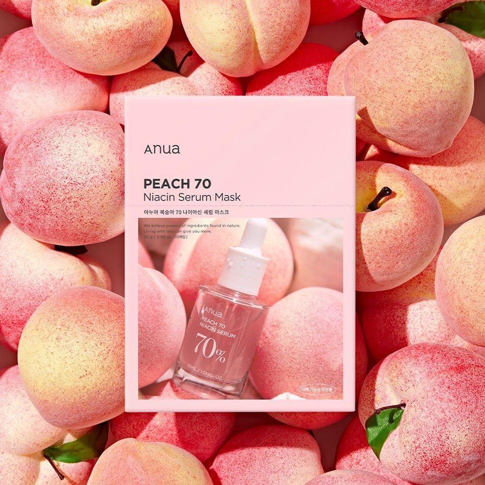 Anua Peach 70 Niacin Serum Mask Sheet (25g x 10) – Brightening & Hydrating Glow Mask Anua Peach 70 Niacin Serum Mask Sheet 25g X 10 Count - Glam Global UKAnua