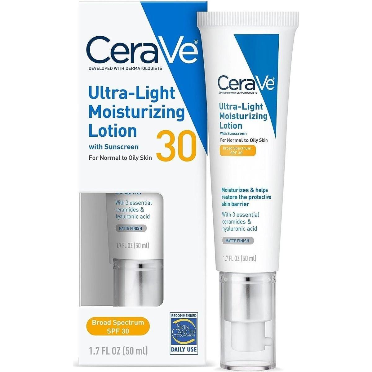 CeraVe Ultra-Light Moisturizing Lotion SPF 30 - 50ml | Lightweight, Oil-Free Hydration & Sun Protection CeraVe Ultra light Moisturizing Lotion SPF 30 - 50ml - Glam Global UKCeraVe
