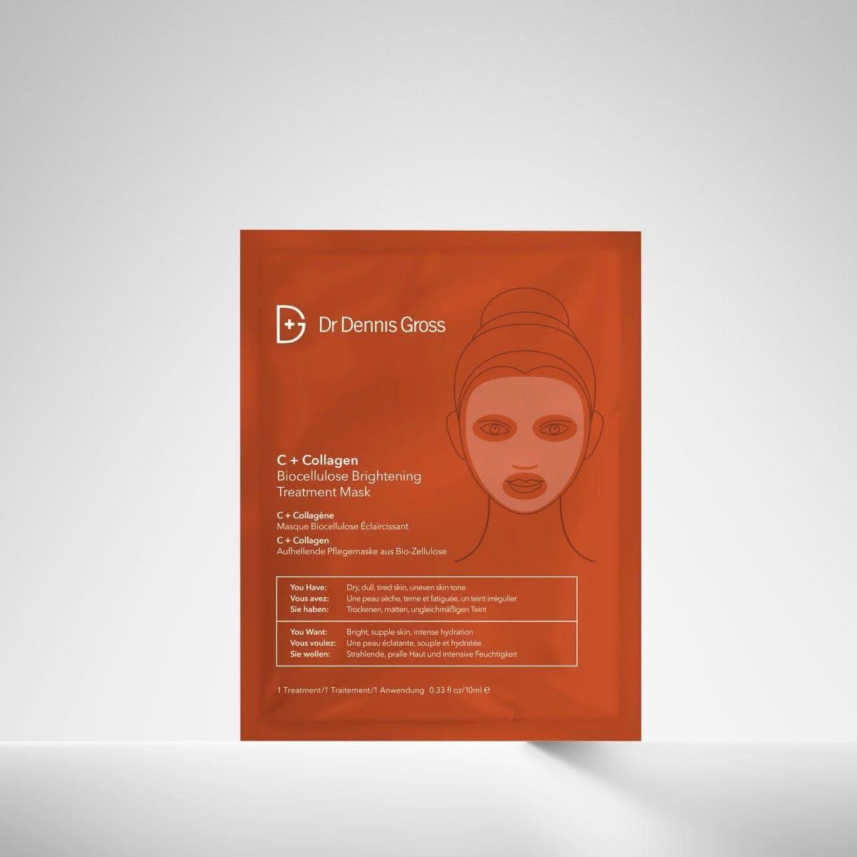 Dr. Dennis Gross C+ Collagen Biocellulose Brightening Treatment Mask | Instant Radiance & Hydration Dr Dennis Gross C+ Collagen Biocellulose Brightening Treatment Mask - Glam Global UKDr Dennis Gross