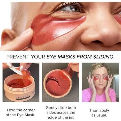 DRMTLGY Mascarillas iluminadoras para ojos - Mascarillas para ojos con cafeína - 60 parches debajo de los ojos  DRMTLGY Brightening Eye Masks - Caffeine Eye Masks - 60 Under Eye Patches - Glam Global UKDRMTLGY