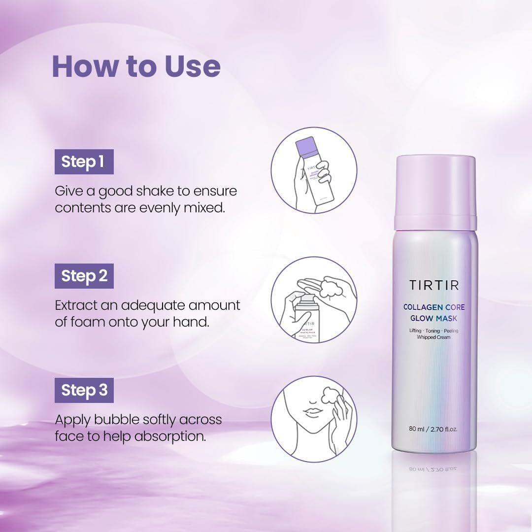 TIRTIR Collagen Core Glow Mask – 80ml | 3-in-1 Whipped Mask for Hydration, Firmness & Radiance Tirtir Collagen Core Glow Mask 40ml - Glam Global UKTirtir