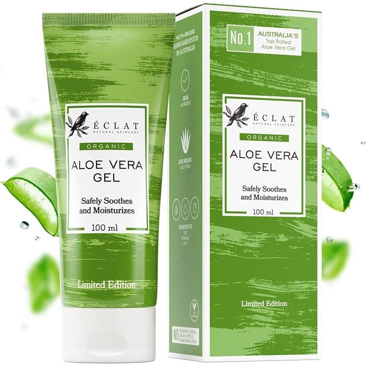 Gel puro de aloe vera Eclat: el regalo de la naturaleza para rostro, cabello y cuerpo - 100 ml Eclat Pure Aloe Vera Gel: Nature's Gift for Face, Hair & Body - 100ml - Glam Global UKEclat