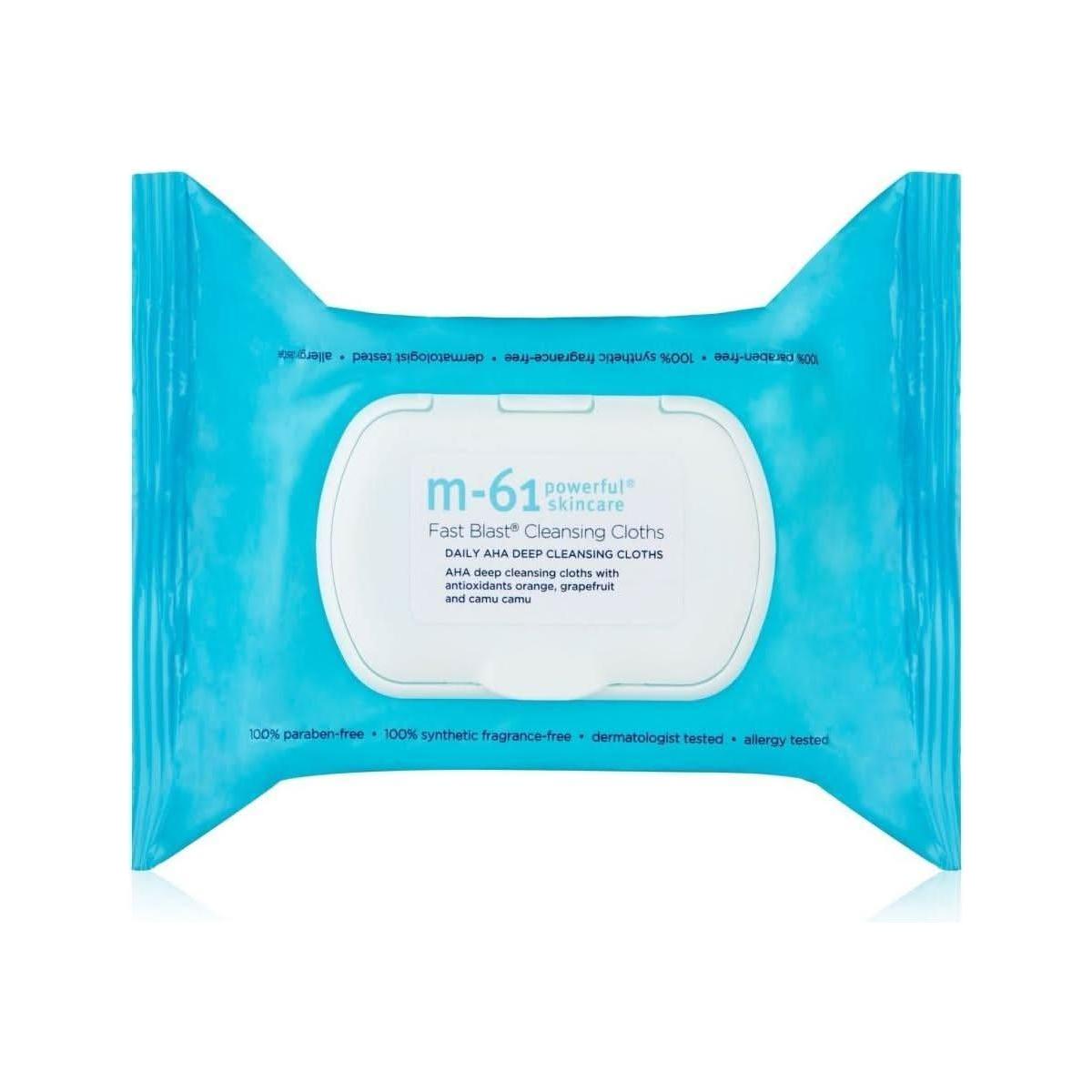 M-61 Fast Blast Cleansing Cloths – 30 Treatments | Daily AHA Exfoliating Wipes with Orange & Camu M - 61 Fast Blast Cleansing Cloths - 30 Treatments - Glam Global UKM - 61