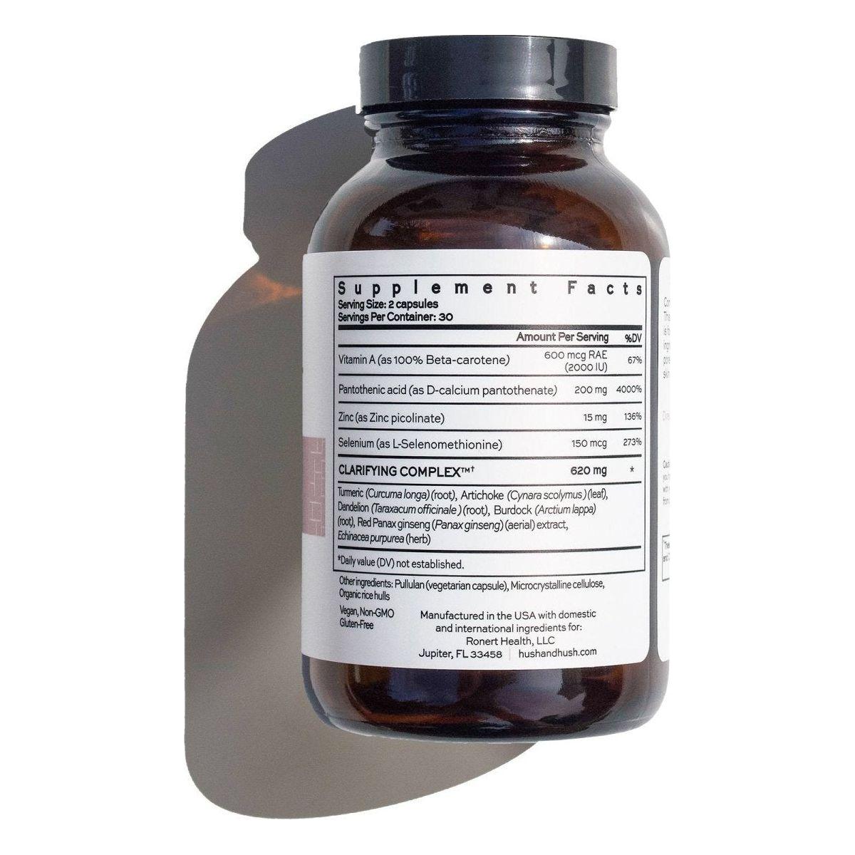 Hush & Hush SkinCapsule CLEAR+ – 60 Capsules | Anti-Blemish Supplement for Clear, Calm Skin Hush & Hush | SkinCapsule CLEAR+ - Glam Global UKHush & Hush