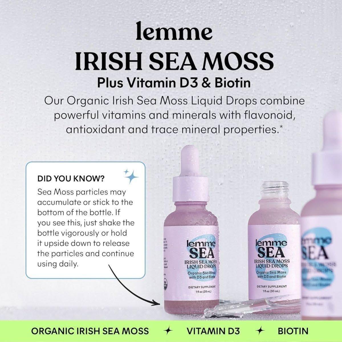 Lemme Irish Sea Moss Organic Liquid Drops – 30ml | Superfood for Immunity, Skin & Hair Lemme Irish Sea Moss Organic Liquid Drops - 30ml (30 Servings) - Glam Global UKLemme