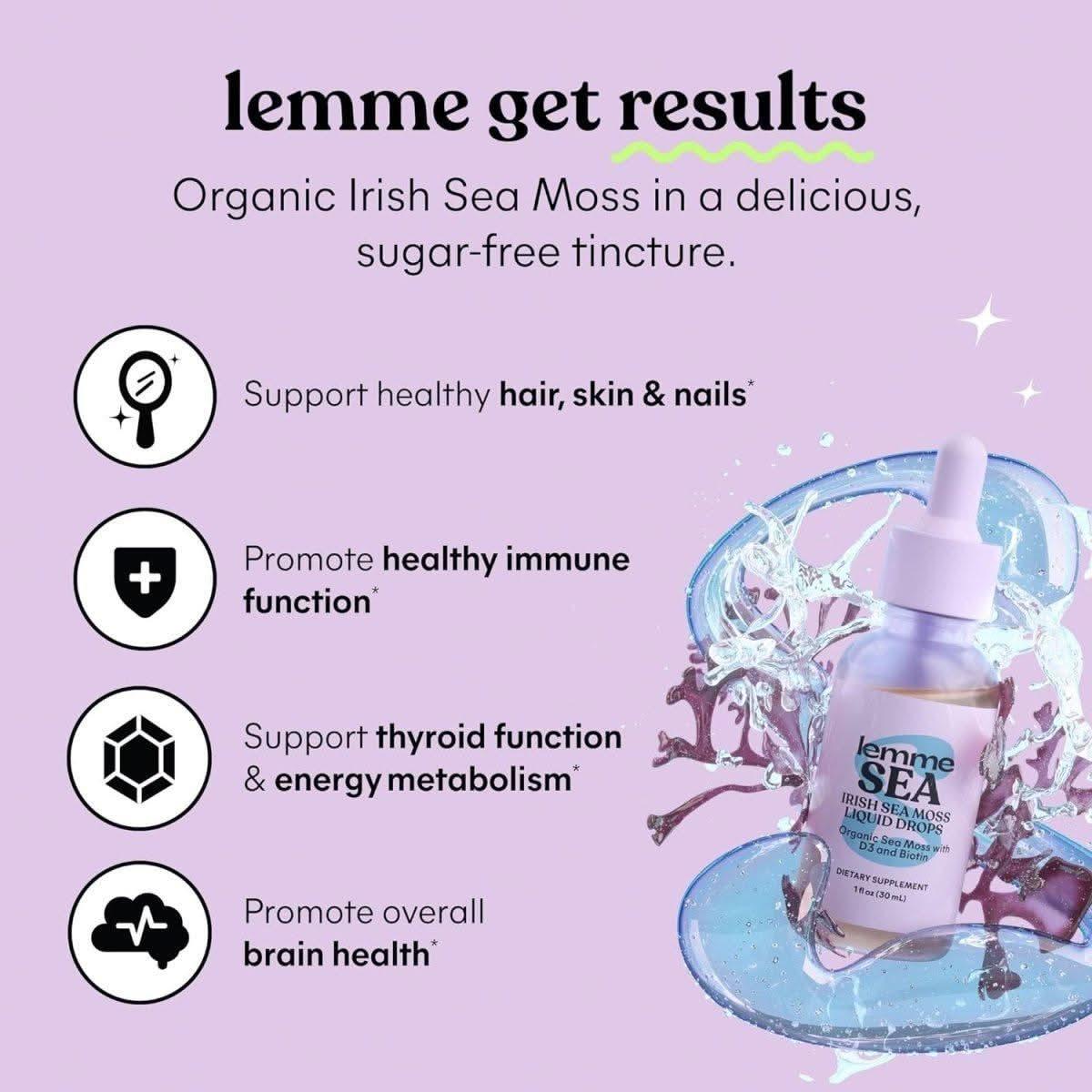 Lemme Irish Sea Moss Organic Liquid Drops – 30ml | Superfood for Immunity, Skin & Hair Lemme Irish Sea Moss Organic Liquid Drops - 30ml (30 Servings) - Glam Global UKLemme