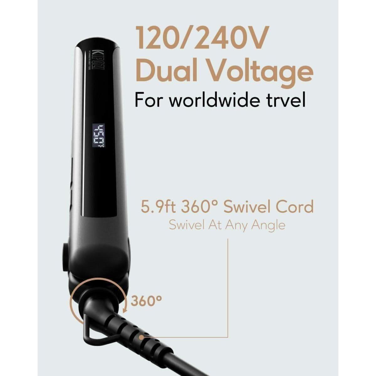 KIPOZI 1In Plancha de pelo 2 en 1 Rizador de pelo Cerámica Portátil Calentamiento rápido KIPOZI 1In Hair Straightener 2 in 1 Hair Curler Ceramic Portable Fast Heating - Glam Global UKKIPOZI