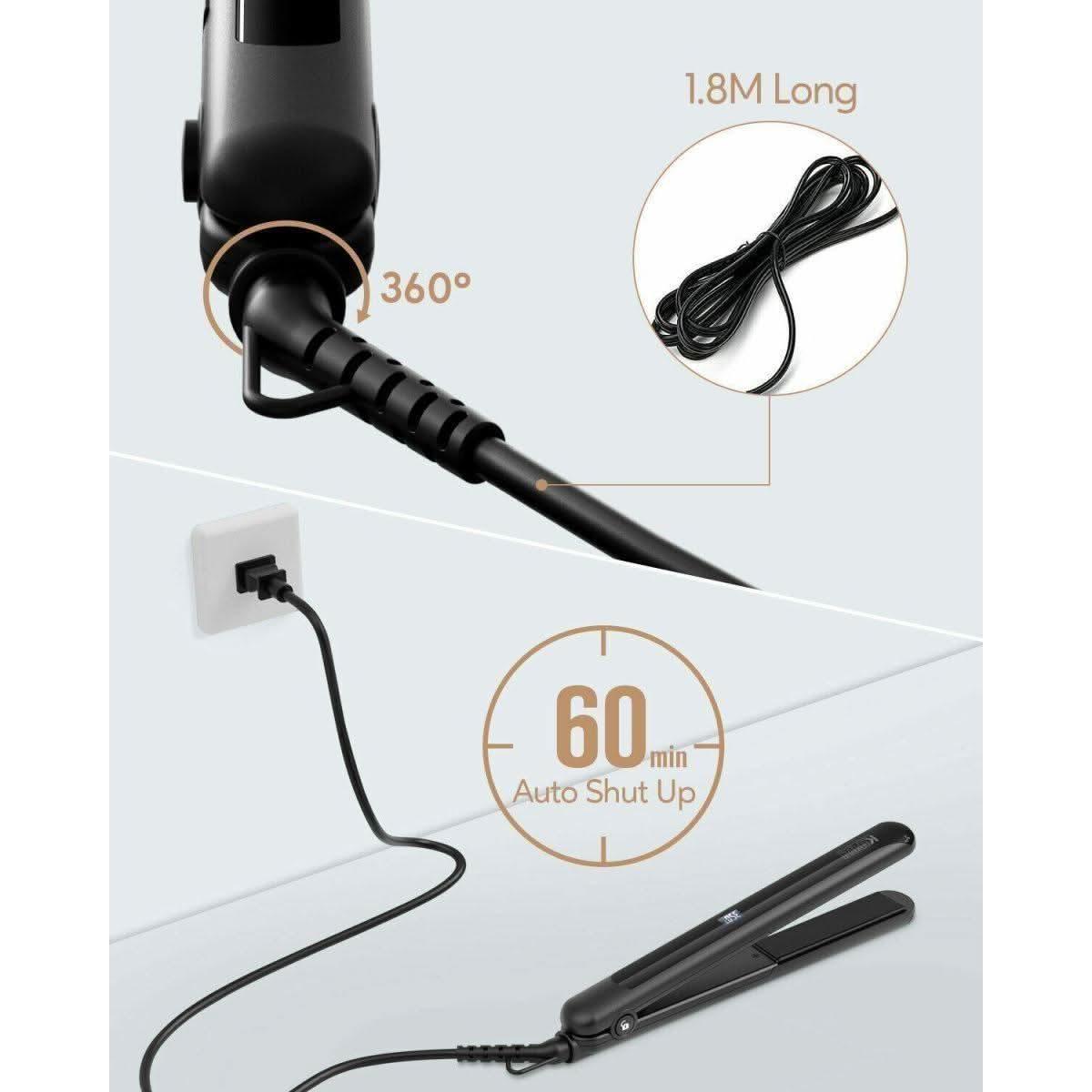 KIPOZI 1In Plancha de pelo 2 en 1 Rizador de pelo Cerámica Portátil Calentamiento rápido KIPOZI 1In Hair Straightener 2 in 1 Hair Curler Ceramic Portable Fast Heating - Glam Global UKKIPOZI