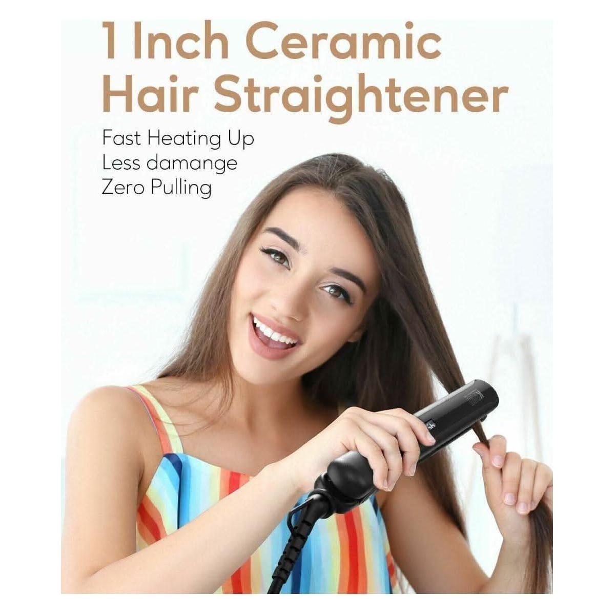 KIPOZI 1In Plancha de pelo 2 en 1 Rizador de pelo Cerámica Portátil Calentamiento rápido KIPOZI 1In Hair Straightener 2 in 1 Hair Curler Ceramic Portable Fast Heating - Glam Global UKKIPOZI