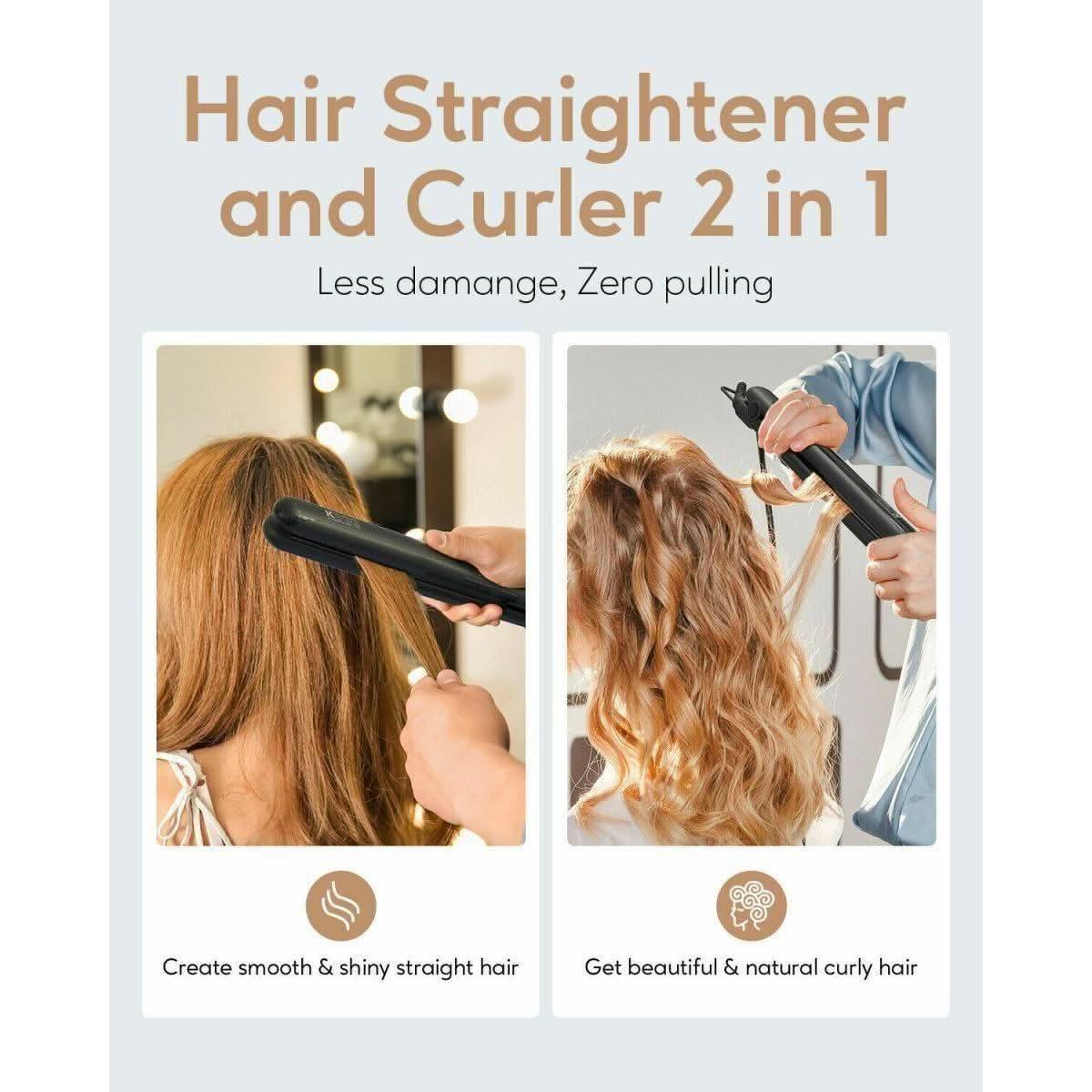 KIPOZI 1In Plancha de pelo 2 en 1 Rizador de pelo Cerámica Portátil Calentamiento rápido KIPOZI 1In Hair Straightener 2 in 1 Hair Curler Ceramic Portable Fast Heating - Glam Global UKKIPOZI