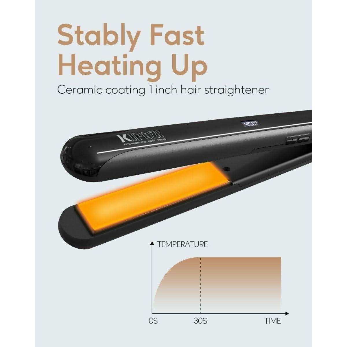 KIPOZI 1In Plancha de pelo 2 en 1 Rizador de pelo Cerámica Portátil Calentamiento rápido KIPOZI 1In Hair Straightener 2 in 1 Hair Curler Ceramic Portable Fast Heating - Glam Global UKKIPOZI