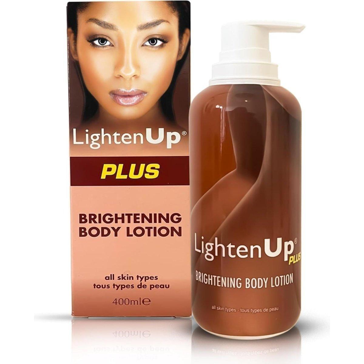 LightenUp Skin Brightening Body Lotion Plus 1 – 400ml | Radiance-Boosting Moisturiser with Jamaican Castor Oil & Vitamin E Lightenup, Skin Brightening Body Lotion Plus 1 - 400ml - Glam Global UKLightenup