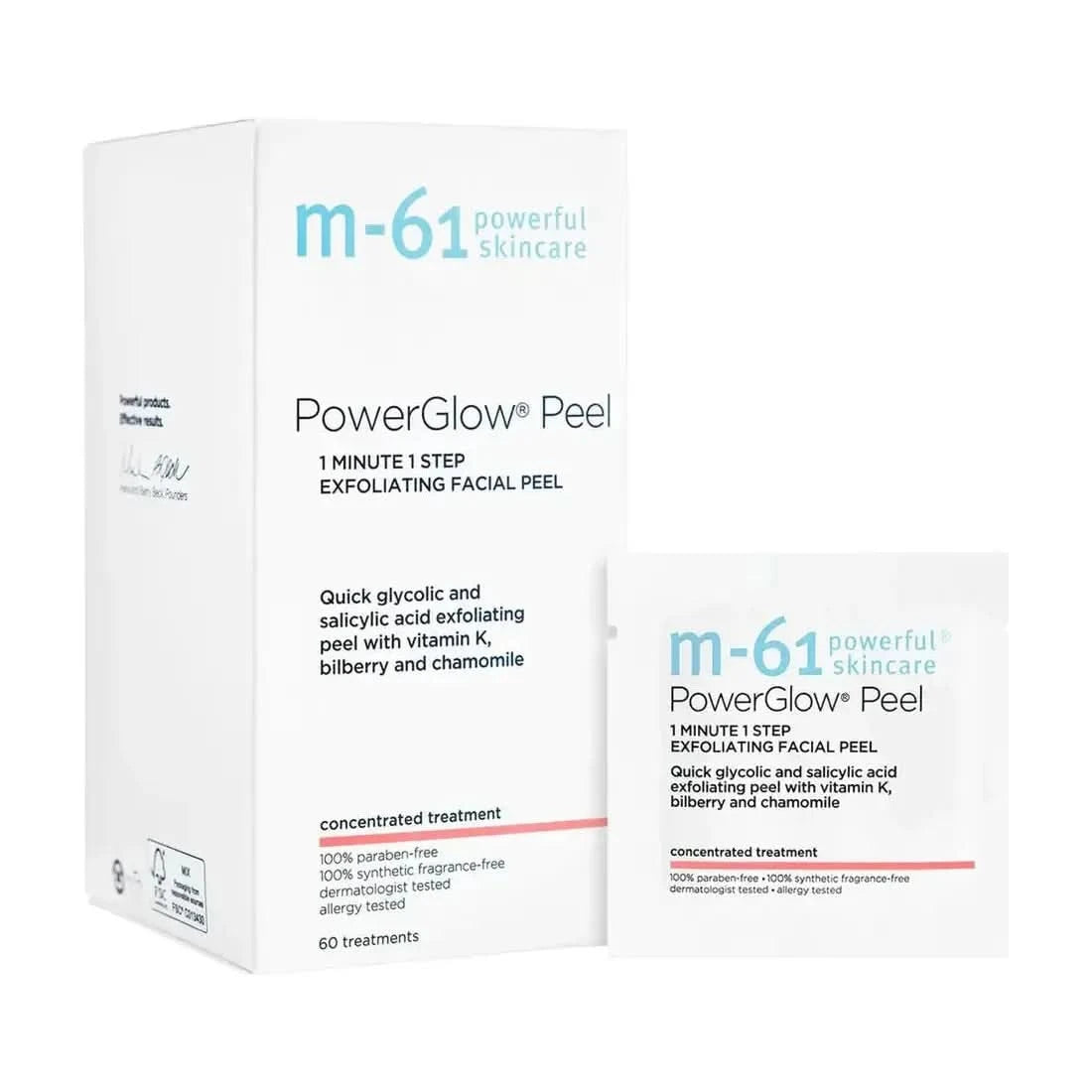 M-61 PowerGlow Peel – 60 Treatments | 1-Step Resurfacing Exfoliating Pads with Glycolic & Salicylic Acid M - 61 PowerGlow Peel - 60 Treatments - Glam Global UKM - 61