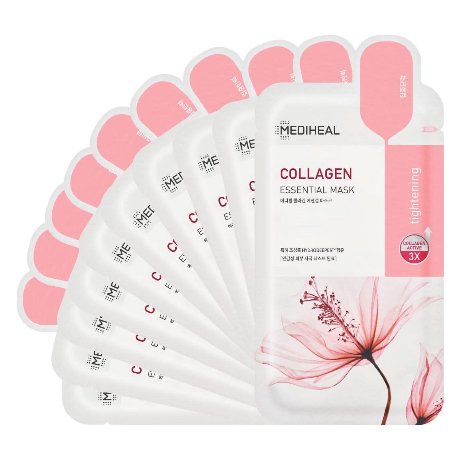 MEDIHEAL Collagen Essential Mask Sheet – 10 Pack | Firming, Hydrating & Anti-Ageing Treatment MEDIHEAL Collagen Essential Mask Sheet 10P - Glam Global UKMEDIHEAL