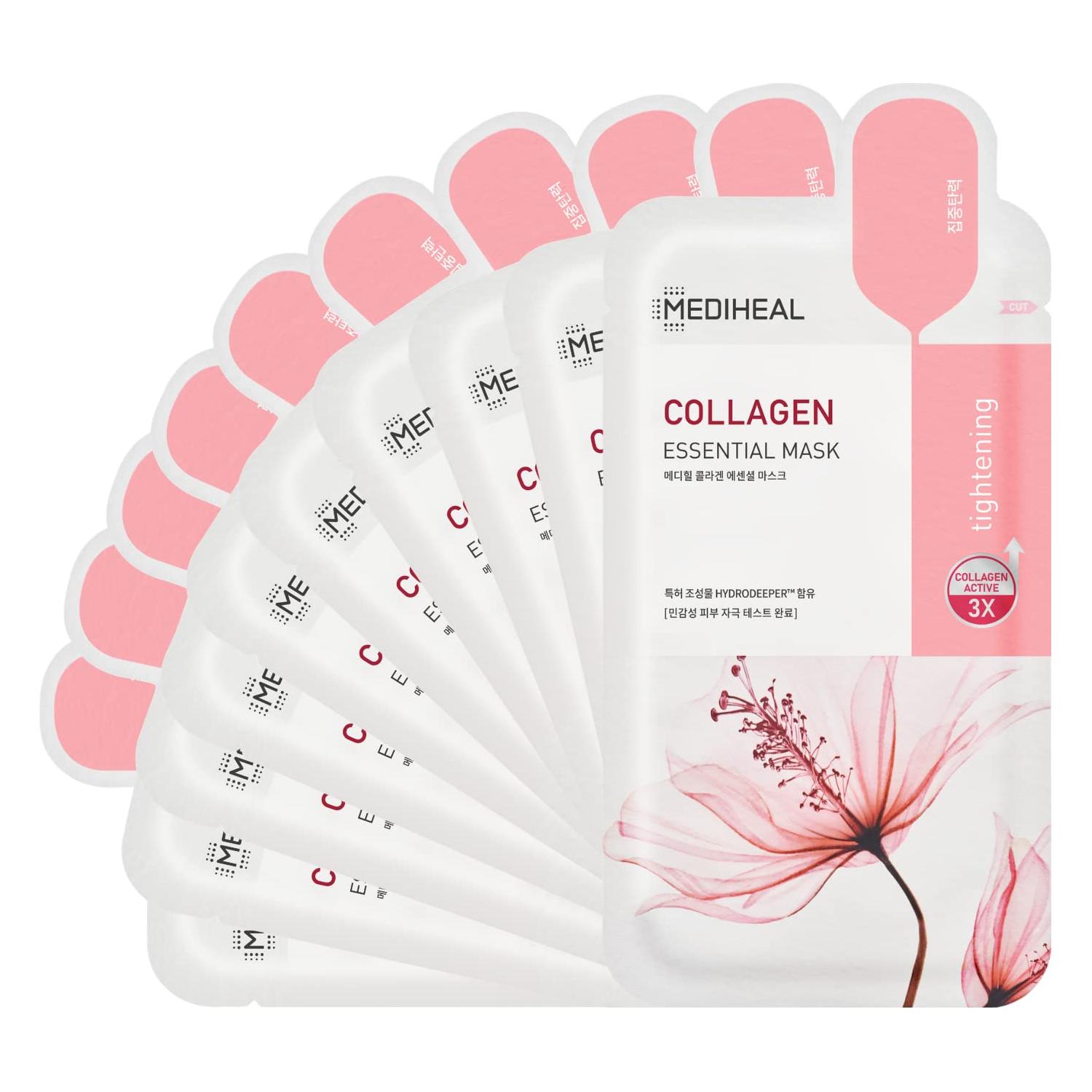 MEDIHEAL Collagen Essential Mask Sheet – 10 Pack | Firming, Hydrating & Anti-Ageing Treatment MEDIHEAL Collagen Essential Mask Sheet 10P - Glam Global UKMEDIHEAL