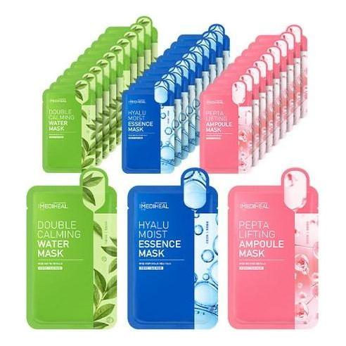 MEDIHEAL Facial Mask Set – 30 Count | Soothing, Hydrating & Firming Sheet Masks for All Skin Types MEDIHEAL Facial Mask Set - 30P | Double Calming, Hyalu Moist & Pepta Lifting Masks - Glam Global UKMEDIHEAL