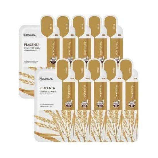 MEDIHEAL Placenta Essential Mask Sheet – 10 Pack | Firming, Nourishing & Skin-Renewing Care MEDIHEAL Placenta Essential Mask Sheet 10P - Glam Global UKMEDIHEAL