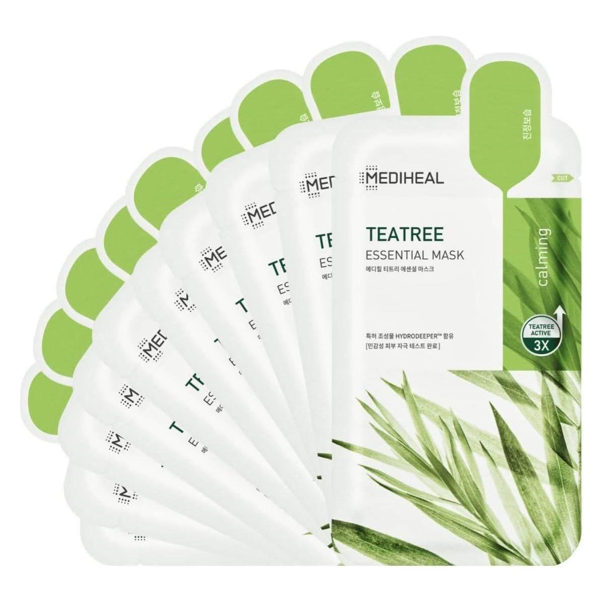 MEDIHEAL Tea Tree Essential Mask Sheet – 10 Pack | Clear & Calm Blemish-Prone Skin MEDIHEAL Tea Tree Essential Mask Sheet 10P - Glam Global UKMEDIHEAL