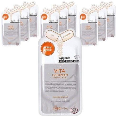 MEDIHEAL Vita Lightbeam Essential Mask EX – 24ml x 10 Count | Vitamin C, Brightening & Hydrating Face Mask MEDIHEAL Vita Lightbeam Essential Mask EX 24ml x 10ea - Glam Global UKMEDIHEAL
