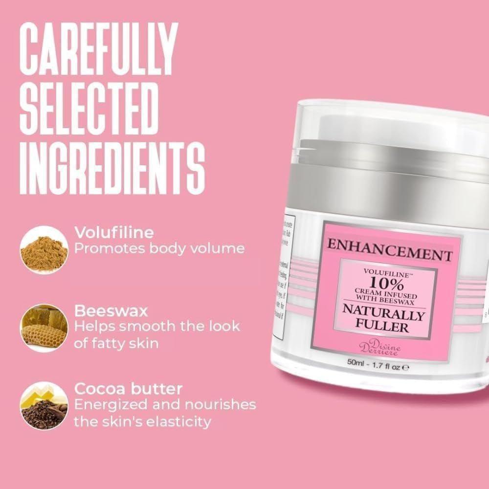 Crema natural para realzar los senos Divine Derriere para busto y glúteos con manual - 50 ml Divine Derriere Natural Breast & Butt Ehancement - 50ml - Glam Global UKDivine Derriere
