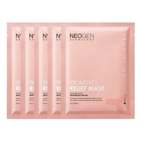 NEOGEN Probiotics Relief Mask – 25g x 5 Sheets | Firming & Hydrating Sheet Mask with Super Probiotics + Youthberry Complex NEOGEN Probiotics Relief Mask 25g X 5ea - Glam Global UKNEOGEN