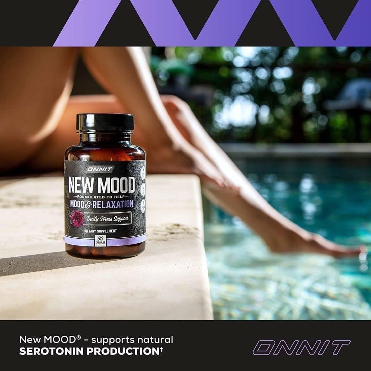 Onnit New Mood – Stress Relief, Sleep & Mood Support (30 Capsules) | Relax & Unwind Naturally Onnit New Mood - Occasional Stress Relief, Sleep and Mood Support Supplement, 30 Count - Glam Global UKOnnit