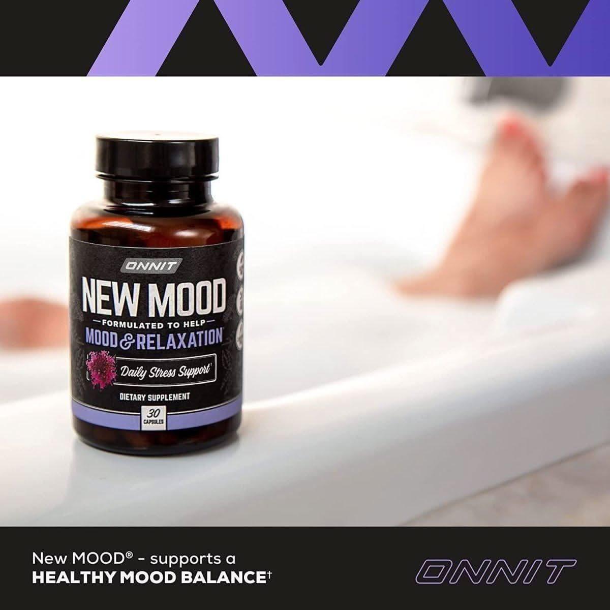 Onnit New Mood – Stress Relief, Sleep & Mood Support (30 Capsules) | Relax & Unwind Naturally Onnit New Mood - Occasional Stress Relief, Sleep and Mood Support Supplement, 30 Count - Glam Global UKOnnit