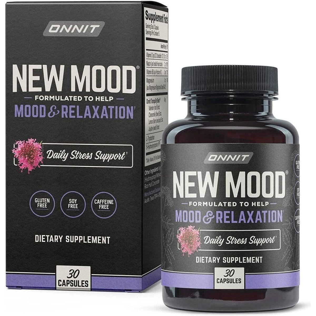 Onnit New Mood – Stress Relief, Sleep & Mood Support (30 Capsules) | Relax & Unwind Naturally Onnit New Mood - Occasional Stress Relief, Sleep and Mood Support Supplement, 30 Count - Glam Global UKOnnit