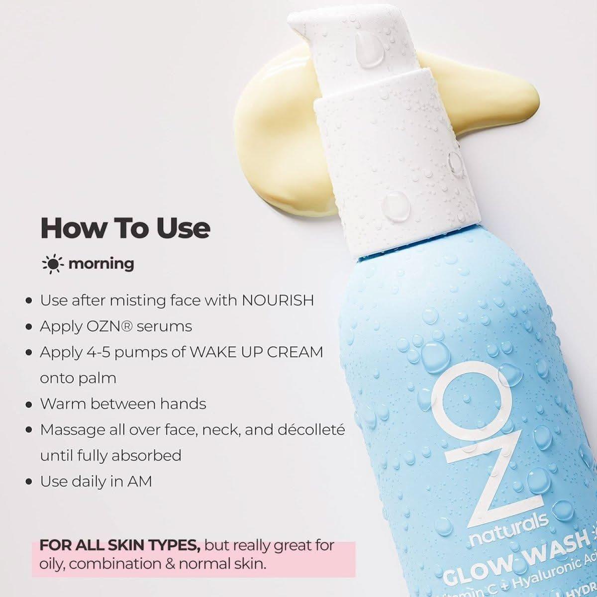 OZNATURALS Wake Up Cream – Lightweight Daily Moisturizer – 50ml | Brightening, Hydrating & Protective Skincare OZNATURALS WAKE up CREAM: Vitamin C Moisturizer, Sea Infused Herbal - 90ml - Glam Global UKOZNATURALS