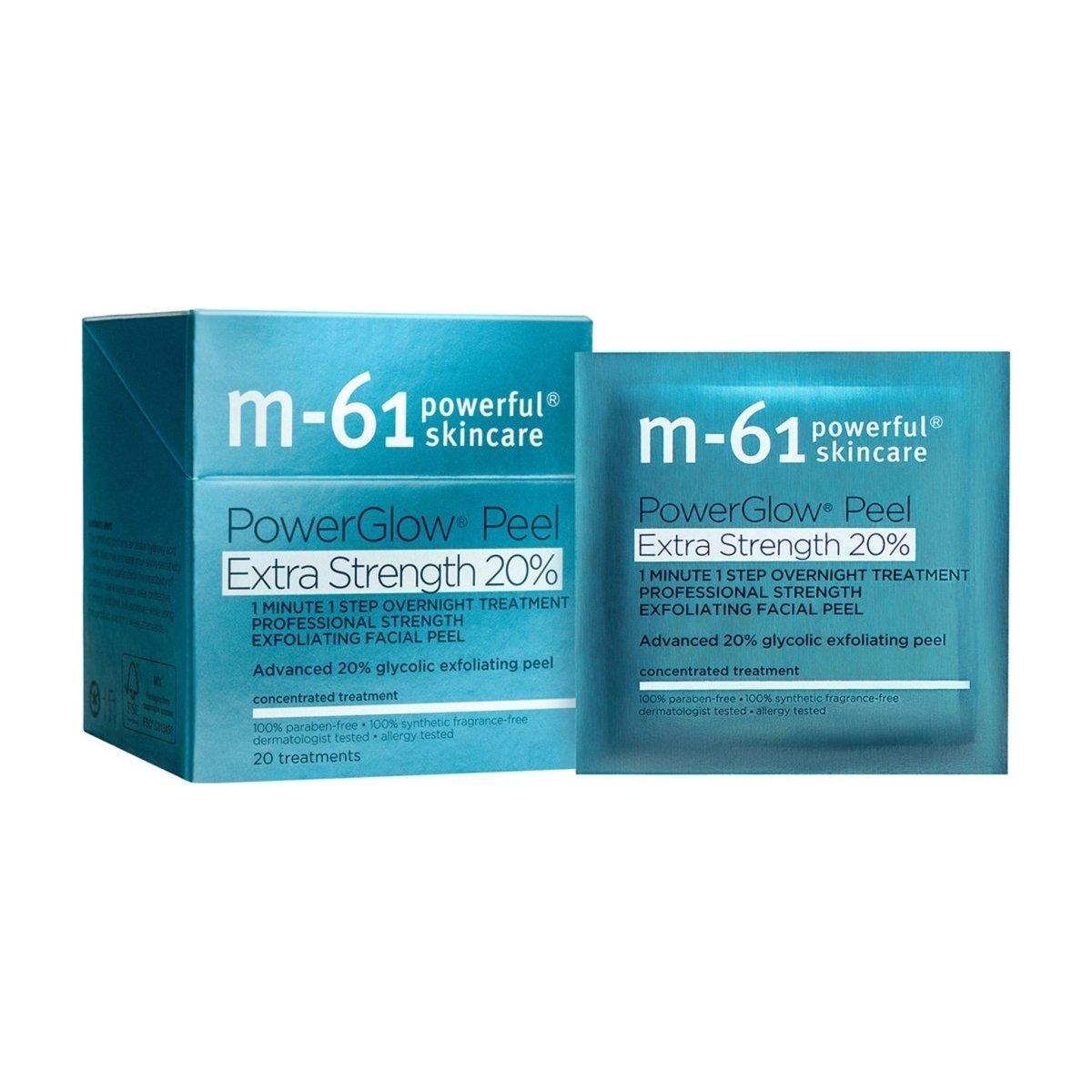 M-61 PowerGlow Peel Extra Strength 20% – 20 Treatments | Pro-Strength Glycolic Acid Resurfacing Pads M - 61 PowerGlow Peel Extra Strength 20% - 20 Treatments - Glam Global UKM - 61