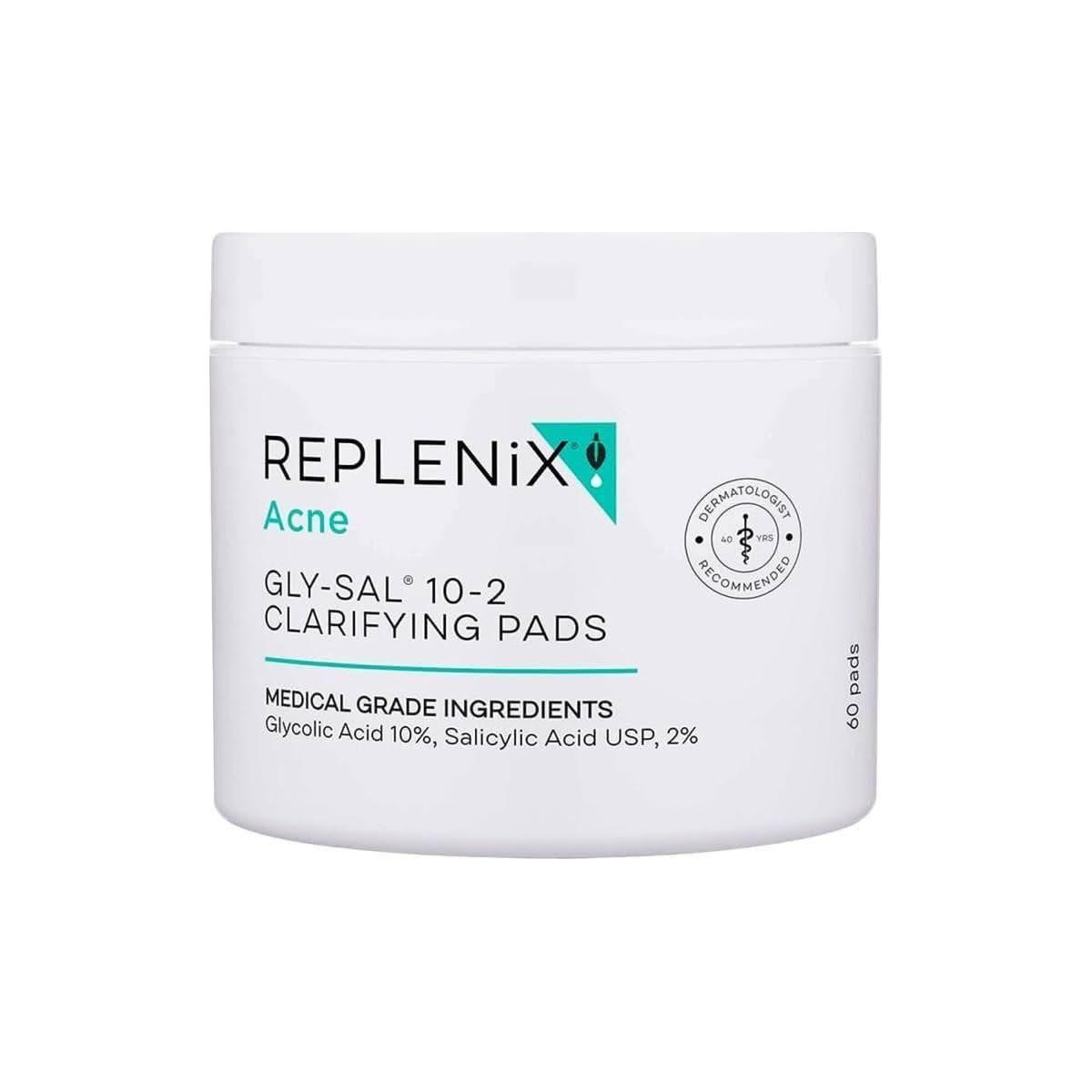 Replenix Gly-Sal 10-2 Almohadillas clarificantes 10% glicólico y 2% ácido salicílico (60 unidades) Replenix Gly - Sal 10 - 2 Clarifying Pads 10% Glycolic & 2% Salicylic Acid (60 Count) - Glam Global UKReplenix