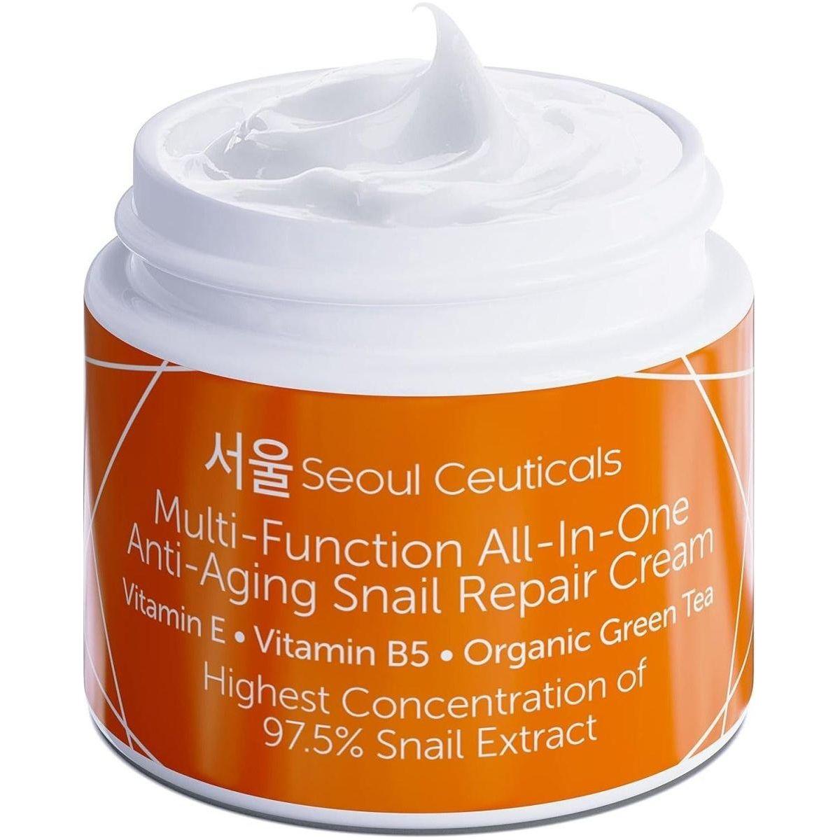 SeoulCeuticals Multi Function All-In-One Snail Repair Cream – 60ml | 97.5% Snail Mucin + Organic Botanicals for Youthful, Radiant Skin SeoulCeuticals Multi Function All in One Snail Repair Cream - 60ml - Glam Global UKSeoulCeuticals