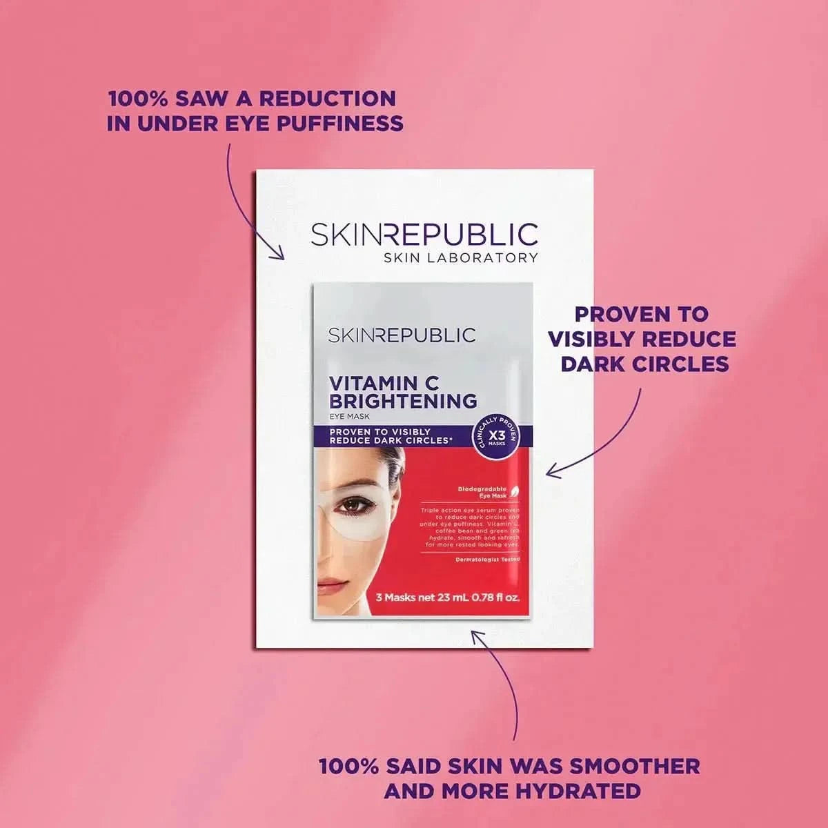 Skin Republic Brightening Eye Mask (3 Pairs) | Reduces Dark Circles & Puffiness Instantly Skin Republic Brightening Eye Mask (3 Pairs) - Glam Global UKSkin Republic