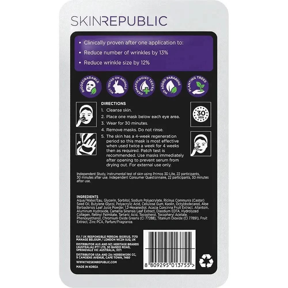 Skin Republic Collagen Hydrogel Under Eye Patches (3 Pairs) | Brightening, Firming & Anti-Aging Eye Treatment Skin Republic Collagen Hydrogel Under Eye Patches (3 Pairs) - Glam Global UKSkin Republic