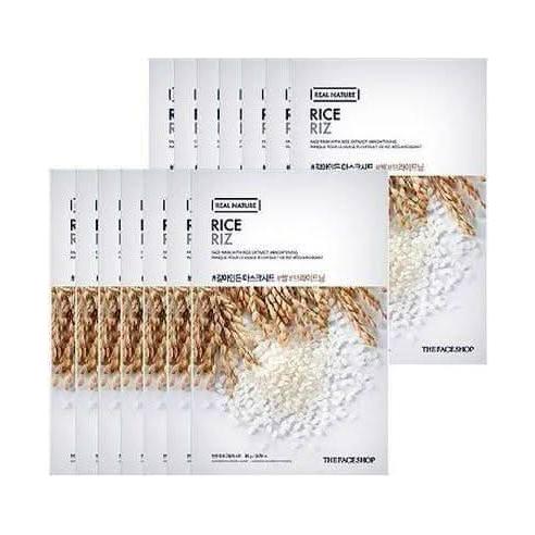 THE FACE SHOP Real Nature Face Mask - Rice (20g x 10 Sheets) | Brightening & Illuminating THE FACE SHOP Real Nature Face Mask - Rice (20g x 10 Sheets) | Brightening & Illuminating - Glam Global UKTHE FACE SHOP