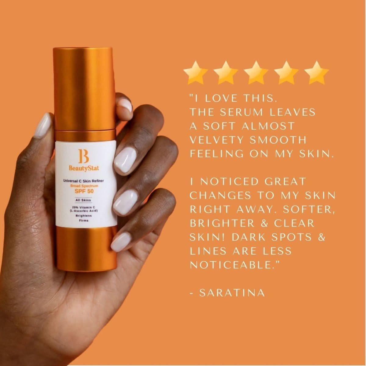 BeautyStat Universal C Skin Refiner Vitamin C Serum + SPF 50 Mineral Sunscreen – 30ml | Brightening & Anti-Aging UV Protection BeautyStat Universal C Skin Refiner Vitamin C Serum + SPF 50 Mineral Sunscreen - 30ml - Glam Global UKBeautyStat