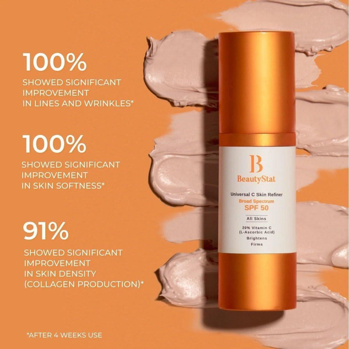 BeautyStat Universal C Skin Refiner Vitamin C Serum + SPF 50 Mineral Sunscreen – 30ml | Brightening & Anti-Aging UV Protection BeautyStat Universal C Skin Refiner Vitamin C Serum + SPF 50 Mineral Sunscreen - 30ml - Glam Global UKBeautyStat