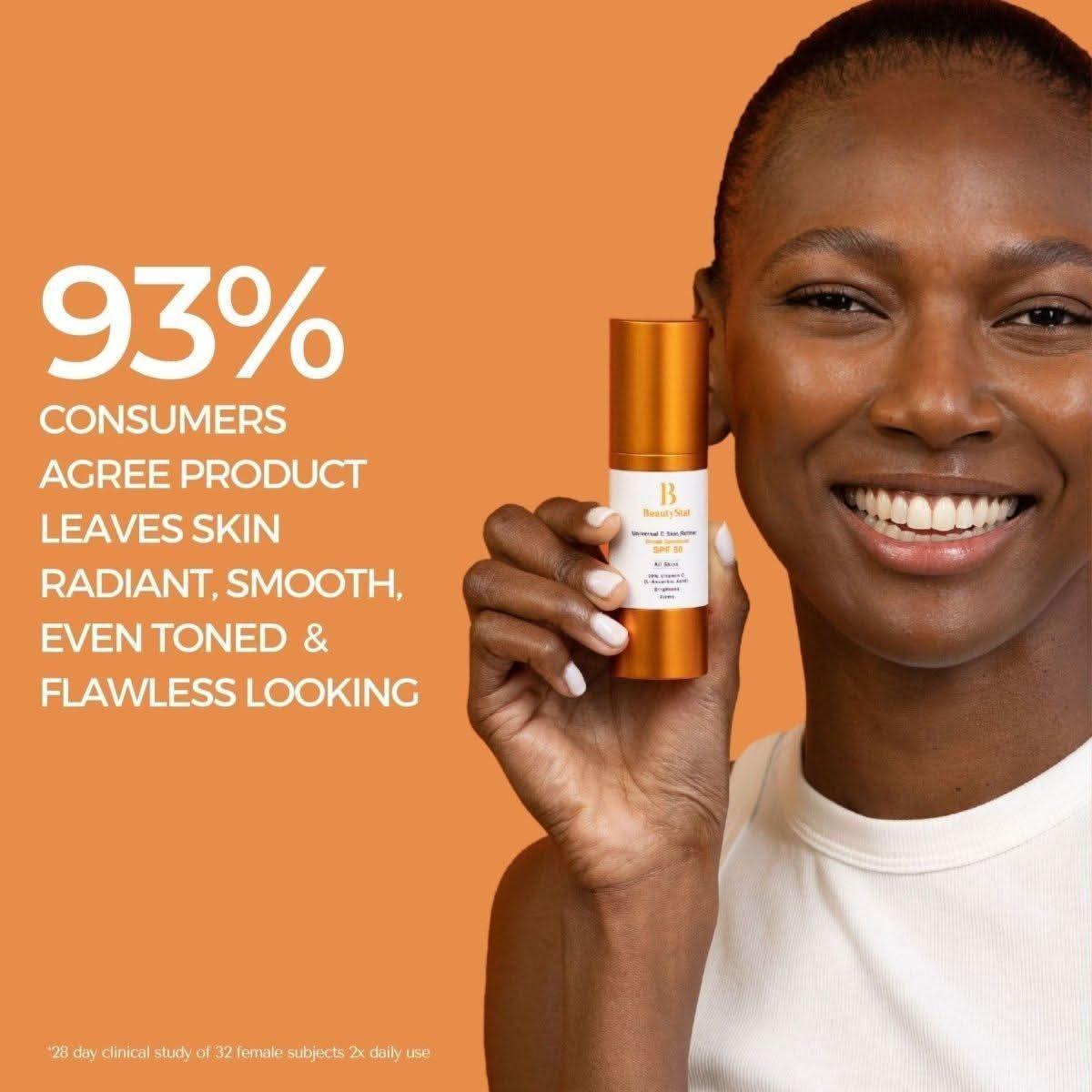 BeautyStat Universal C Skin Refiner Vitamin C Serum + SPF 50 Mineral Sunscreen – 30ml | Brightening & Anti-Aging UV Protection BeautyStat Universal C Skin Refiner Vitamin C Serum + SPF 50 Mineral Sunscreen - 30ml - Glam Global UKBeautyStat