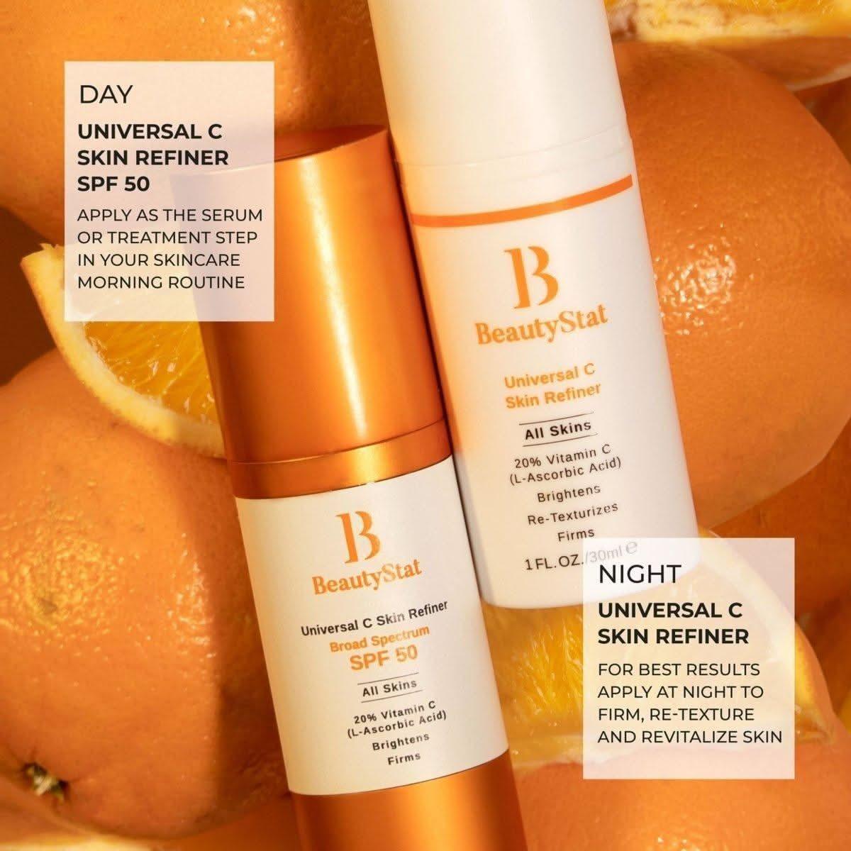 BeautyStat Universal C Skin Refiner Vitamin C Serum + SPF 50 Mineral Sunscreen – 30ml | Brightening & Anti-Aging UV Protection BeautyStat Universal C Skin Refiner Vitamin C Serum + SPF 50 Mineral Sunscreen - 30ml - Glam Global UKBeautyStat