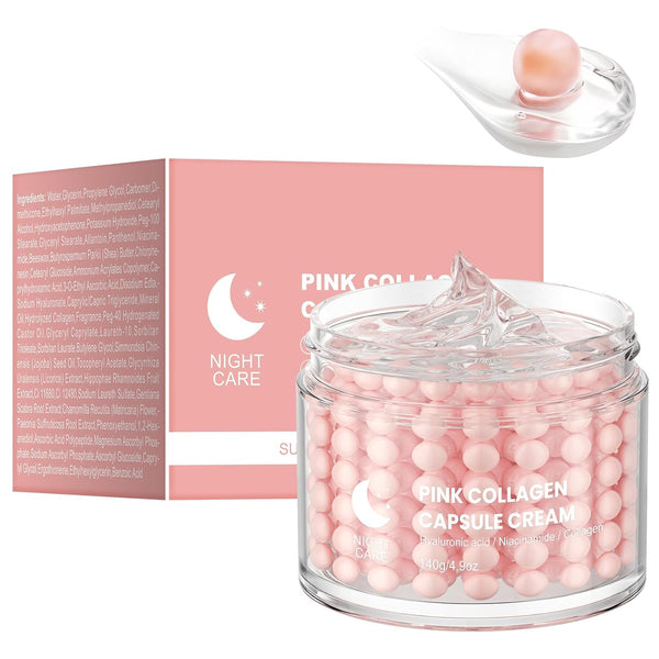 GUOYAOLIFU Pink Collagen Capsule Cream – 140g | Hydrating, Firming & Radiance Boosting