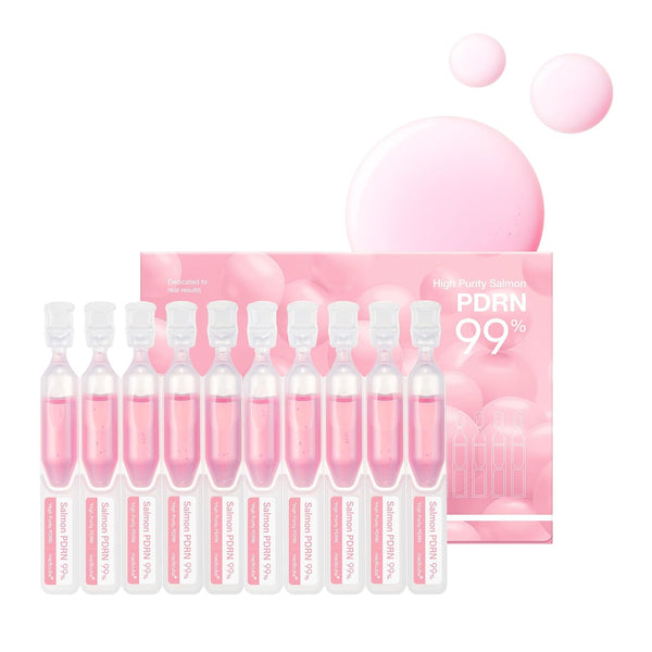 medicube High-Purity Salmon PDRN 99% Pink One Day Serum – 1.5ml x 10 Vials | Radiance, Firmness & Uneven Tone Care