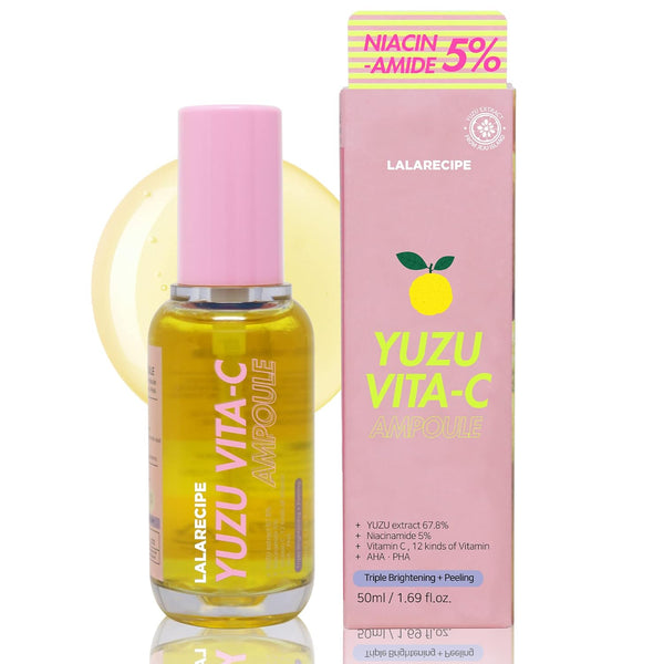 LALARECIPE Yuzu Vita-C Ampoule – 50ml | Brightening Korean Vitamin C Serum with Jeju Yuzu Extract