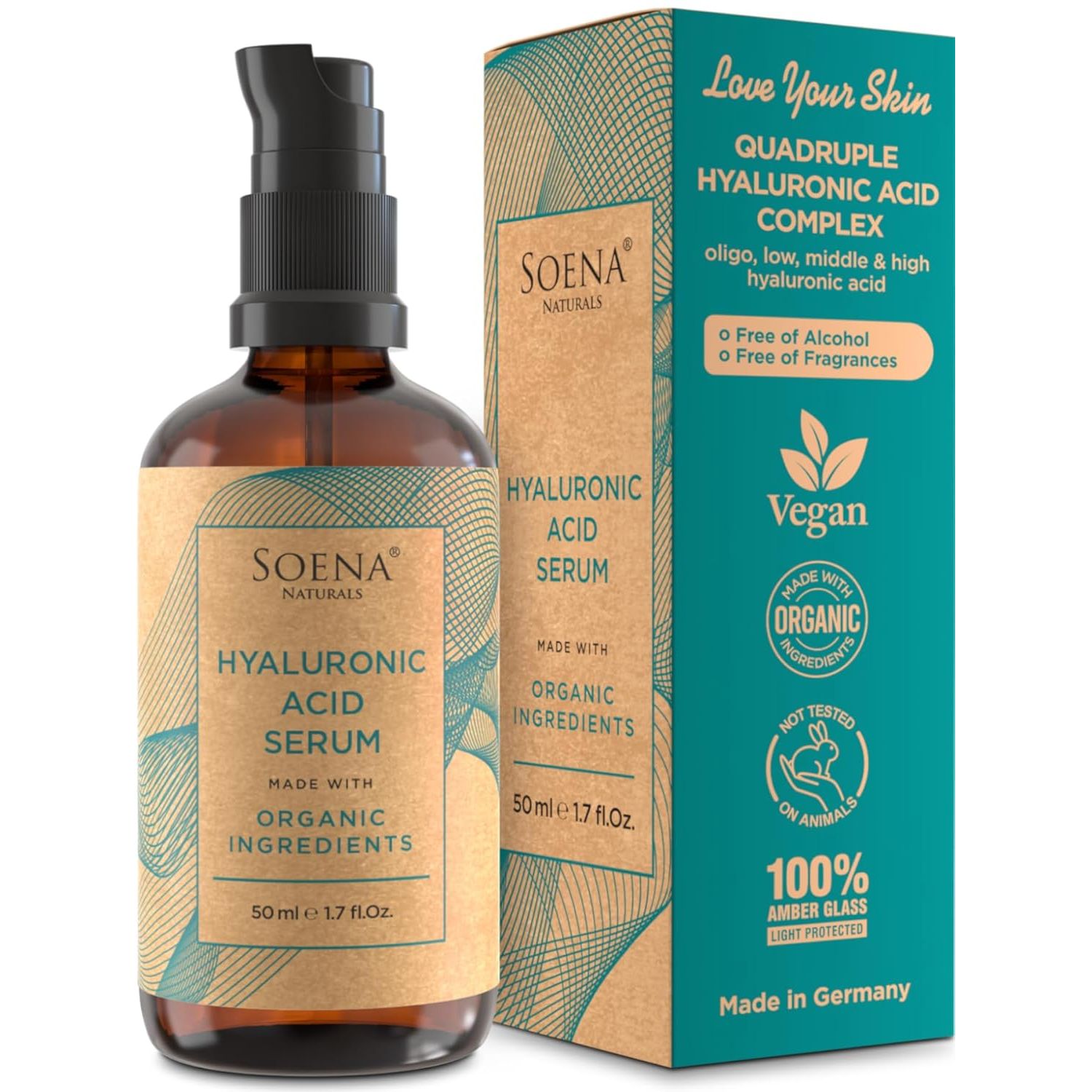 Soena Hyaluronic Acid Serum – 50ml | 4 Molecular Sizes for Deep Hydration & Anti-Ageing Care